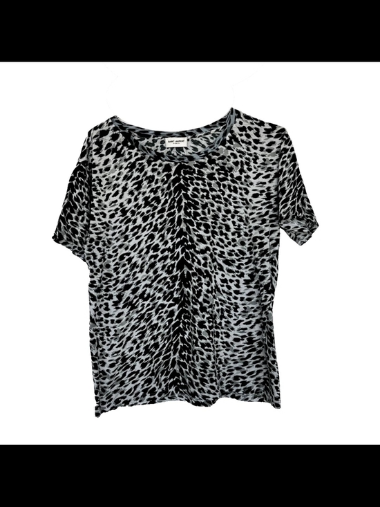 Saint Laurent Tops - Saint Laurent Black & White Animal-Print Short Sleeve Tee
